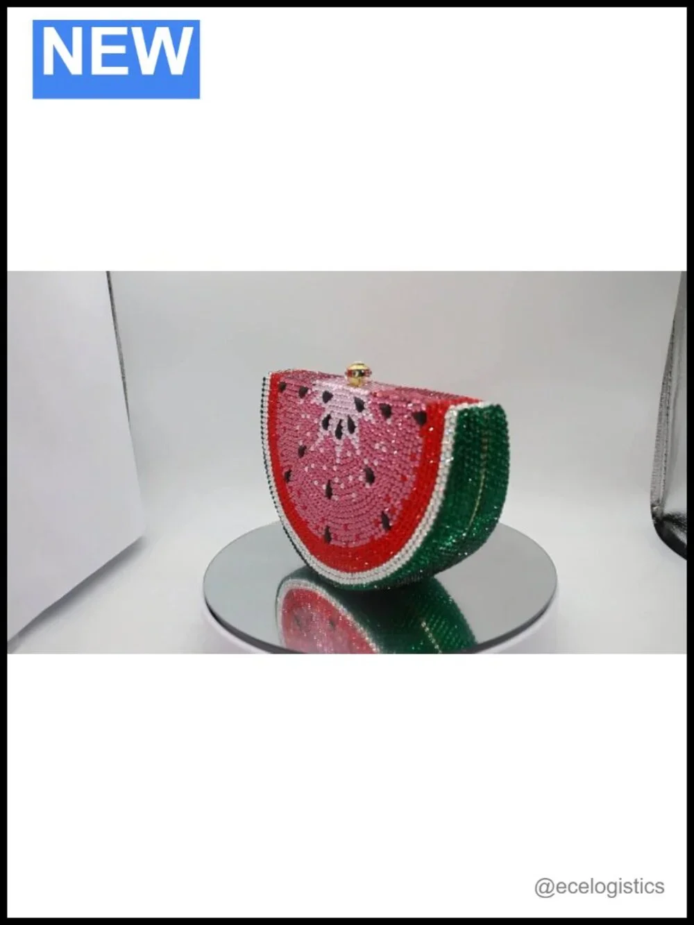 Rhinestone Watermelon Evening Clutch Glitter Crystal Party Banquet Purse